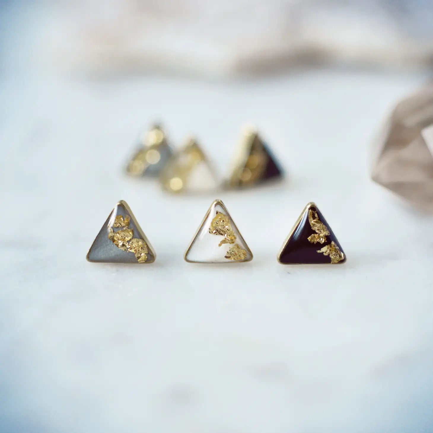 Gold Leaf Accented Earrings by Cameoko Jewelry